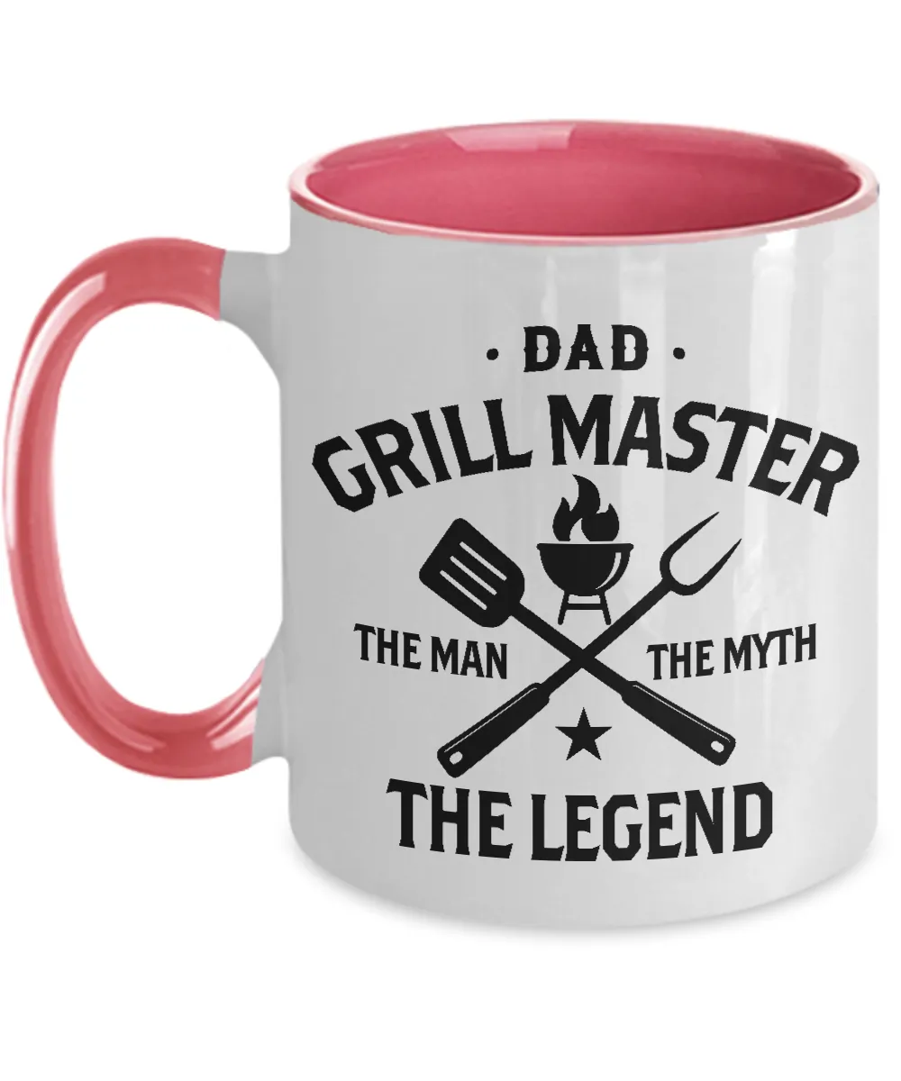 Dad Grillmaster The Man The Myth The Legend Two-Tone Mug Coffee Cup Funny Gift