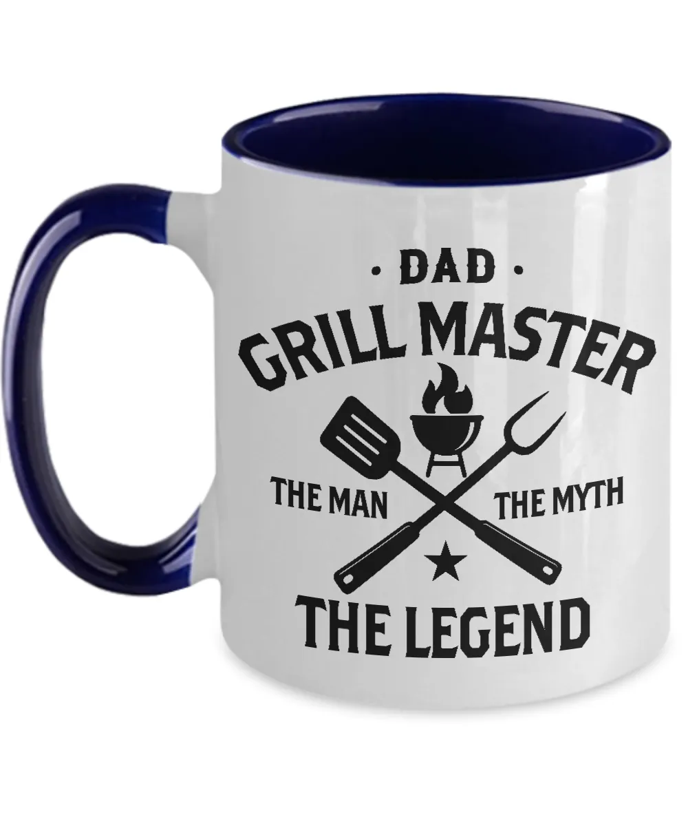 Dad Grillmaster The Man The Myth The Legend Two-Tone Mug Coffee Cup Funny Gift