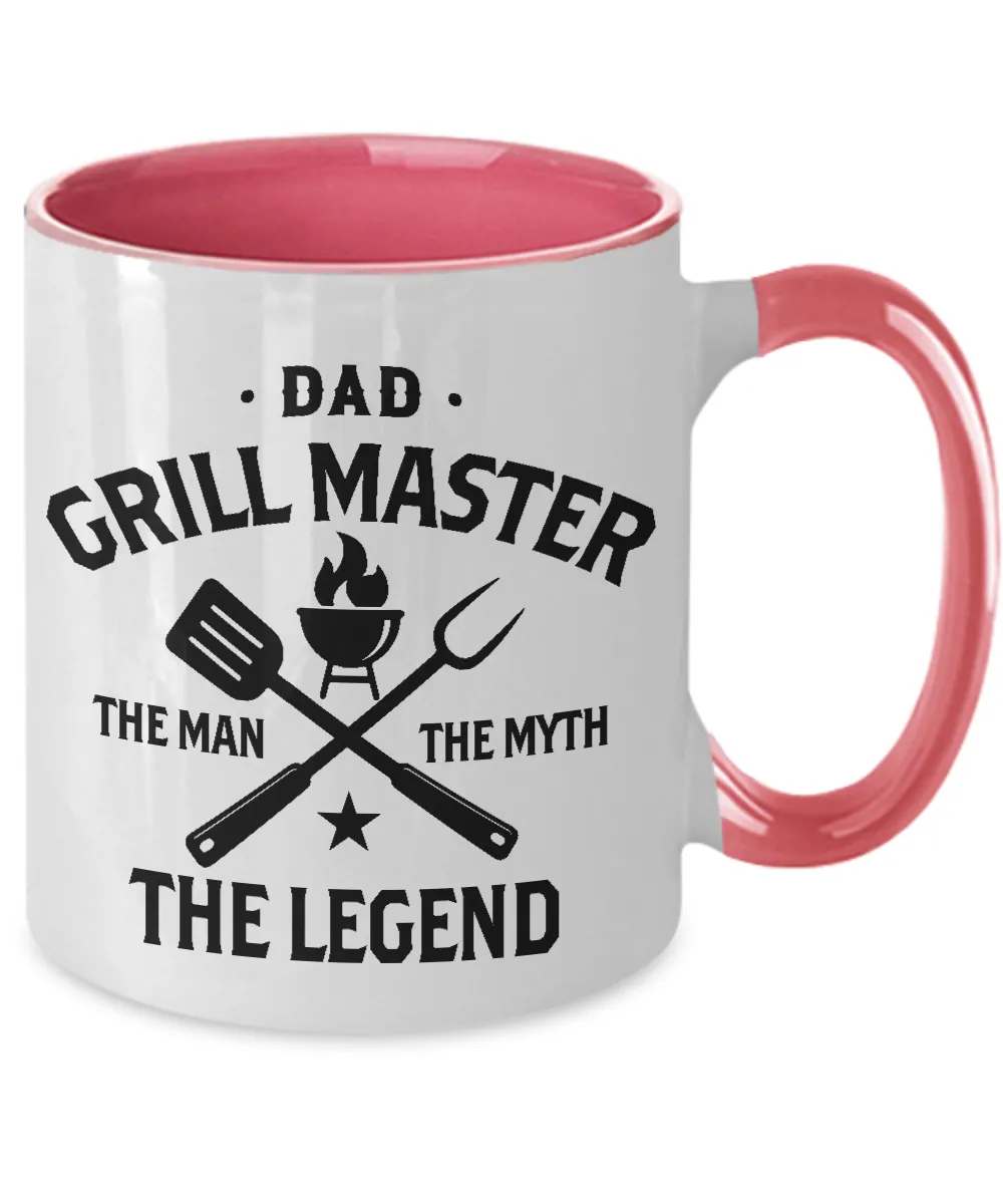 Dad Grillmaster The Man The Myth The Legend Two-Tone Mug Coffee Cup Funny Gift