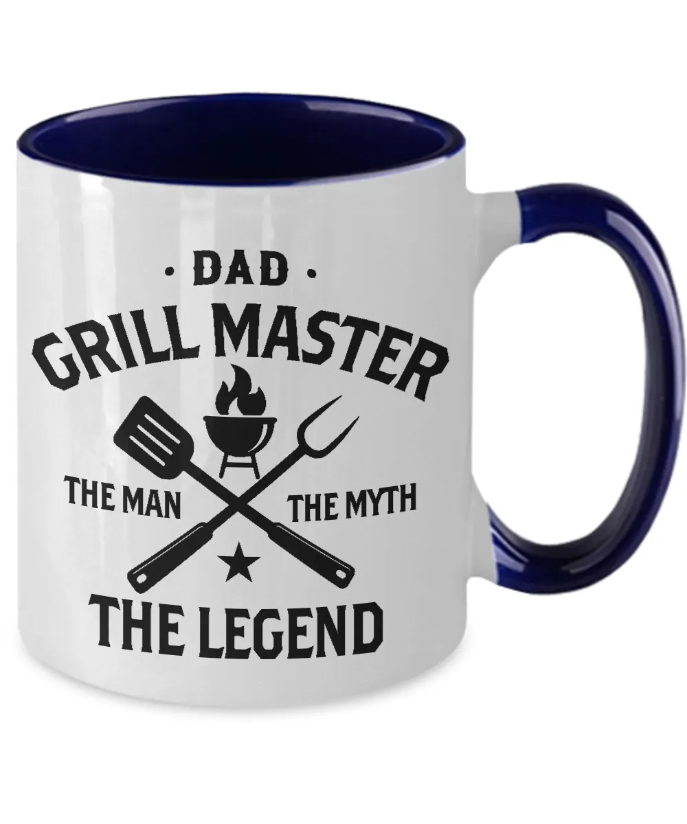Dad Grillmaster The Man The Myth The Legend Two-Tone Mug Coffee Cup Funny Gift