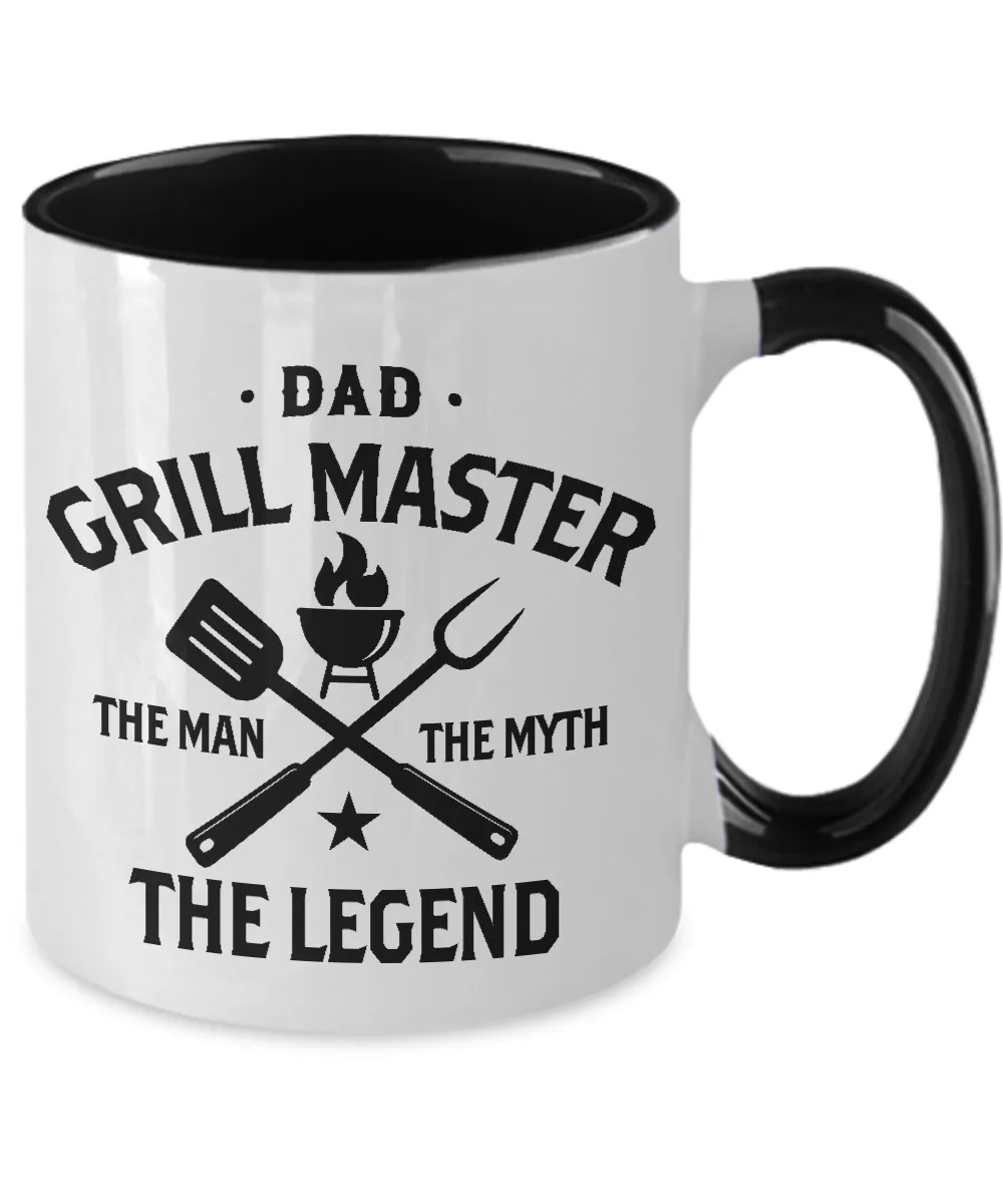 Dad Grillmaster The Man The Myth The Legend Two-Tone Mug Coffee Cup Funny Gift