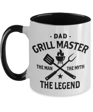 Dad Grillmaster The Man The Myth The Legend Two-Tone Mug Coffee Cup Funny Gift
