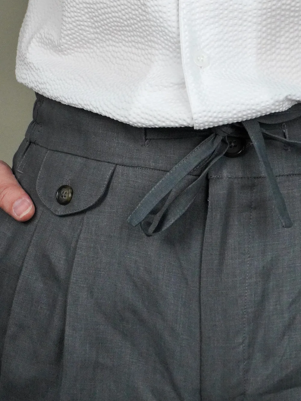 Dark Grey Linen Bermuda Shorts