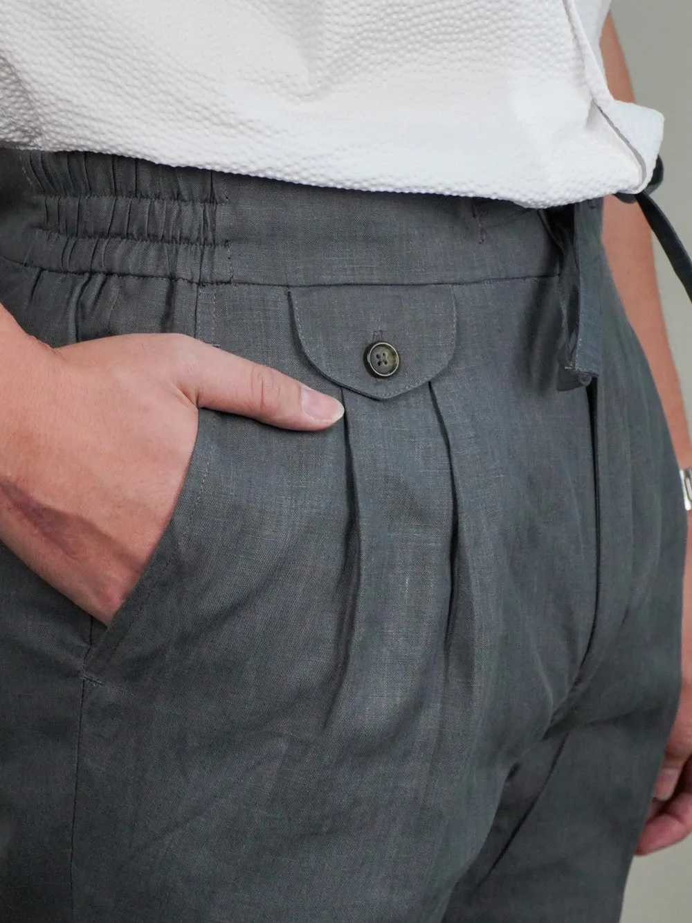 Dark Grey Linen Bermuda Shorts