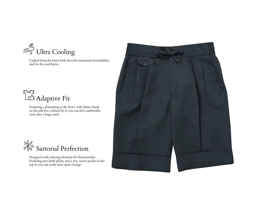 Dark Grey Linen Bermuda Shorts