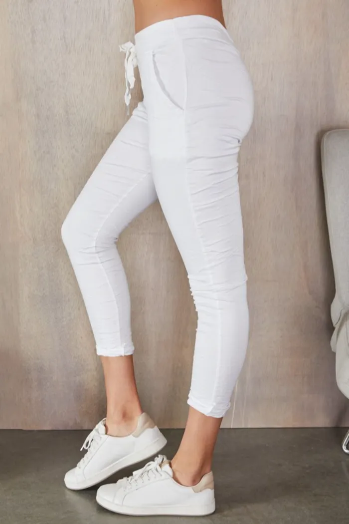 Drawstring crinkle joggers