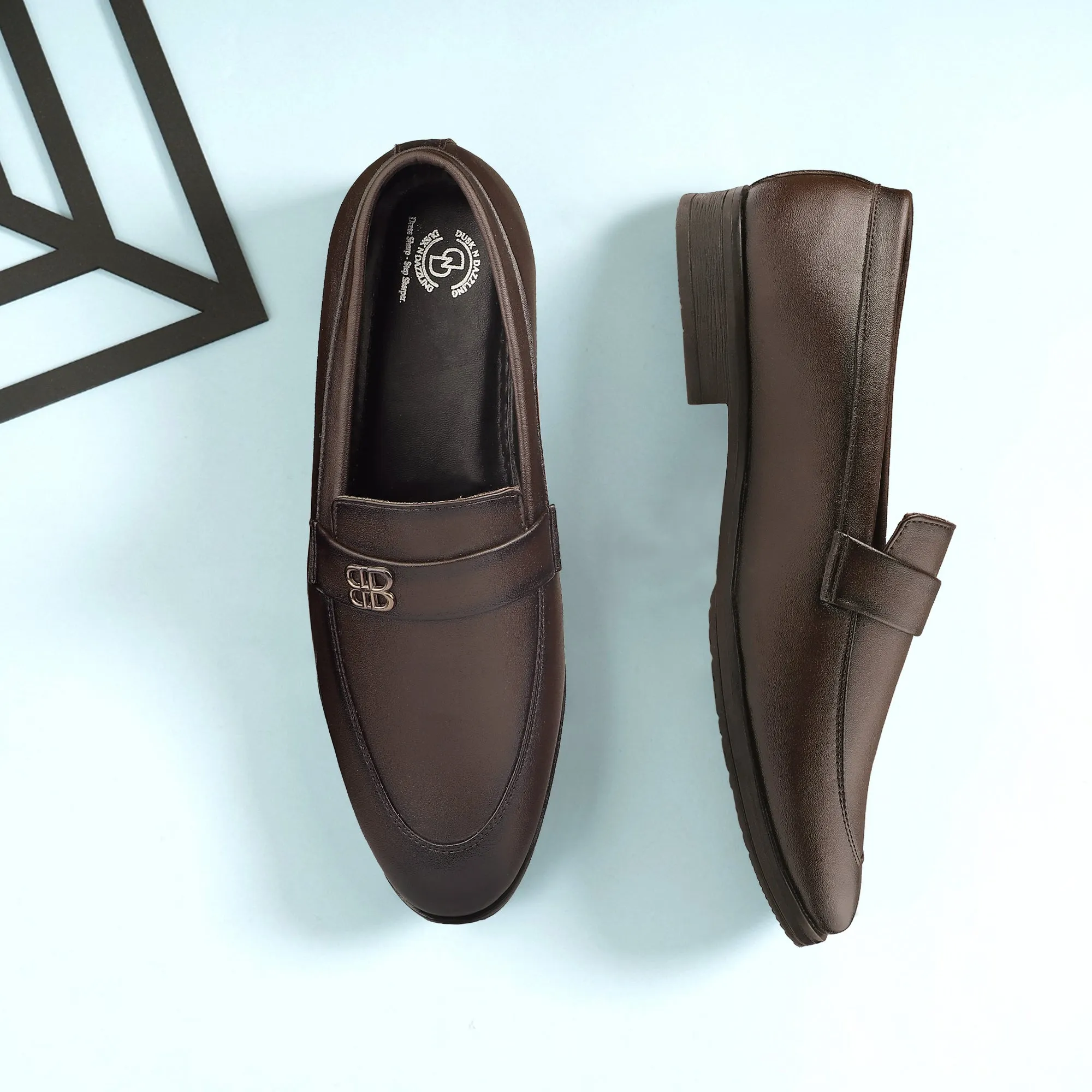 Dusk N Dazzling Brown Loafer Shoes  For Men
