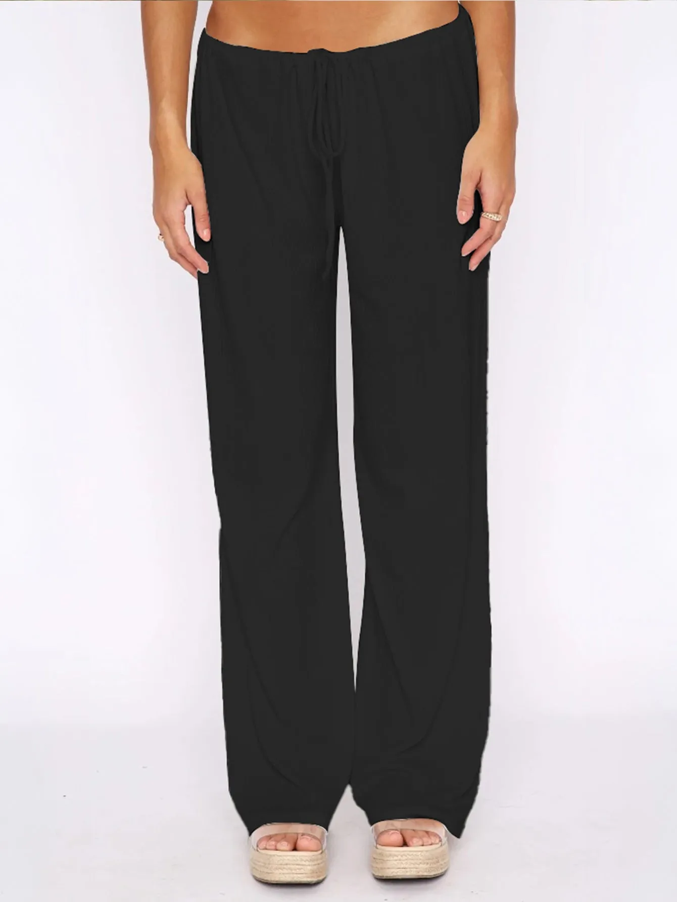 Effortlessly Chic Strapless Bandeau and Wide-Leg Pants Set