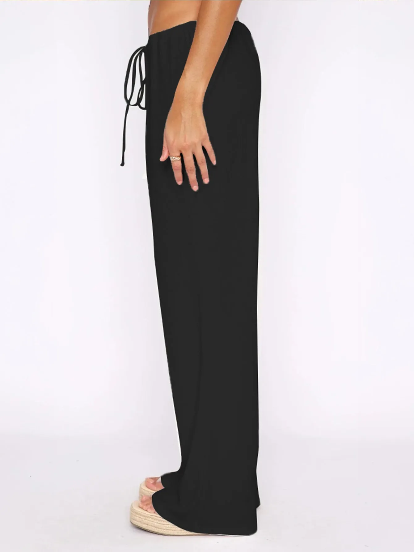 Effortlessly Chic Strapless Bandeau and Wide-Leg Pants Set