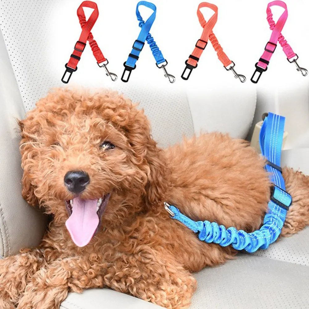 Elastic Reflective Safety Rope Traction Belt for Pet Dogs Supplies Car Seat Orange