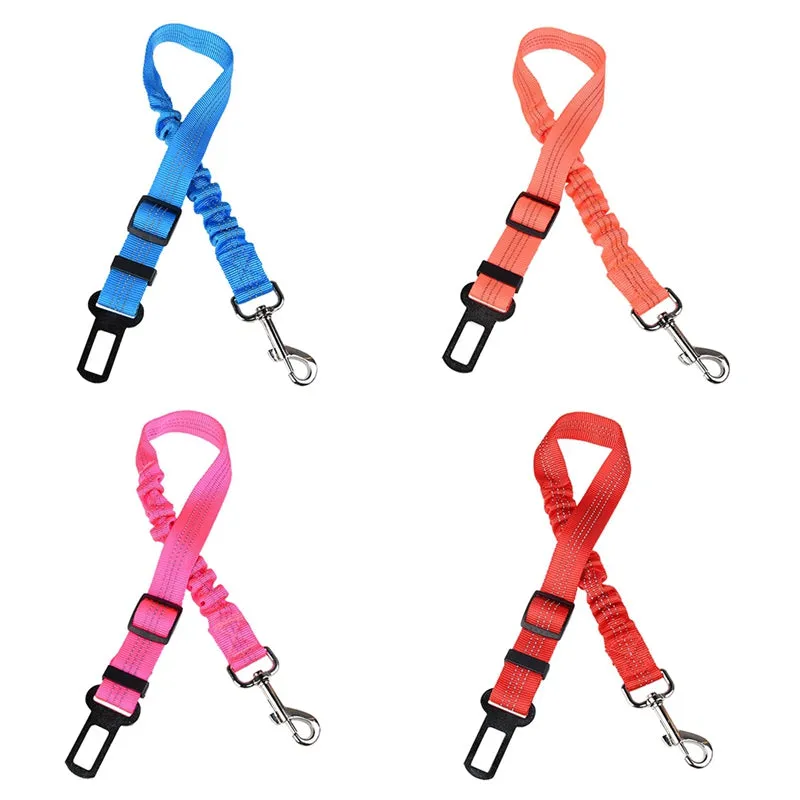Elastic Reflective Safety Rope Traction Belt for Pet Dogs Supplies Car Seat Orange