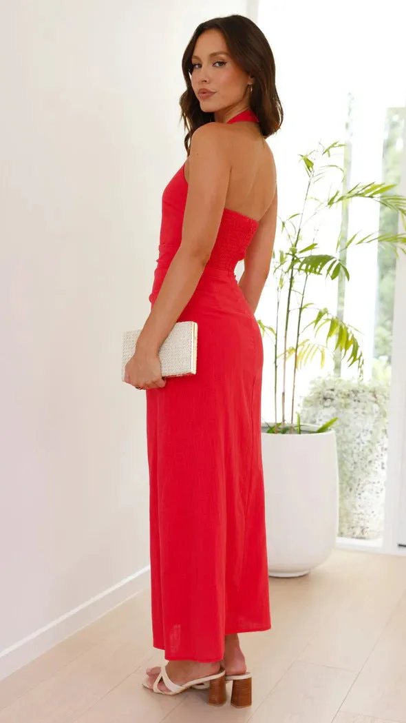 Elegant Halter Neck Backless Maxi Dress for Effortless Summer Glamour