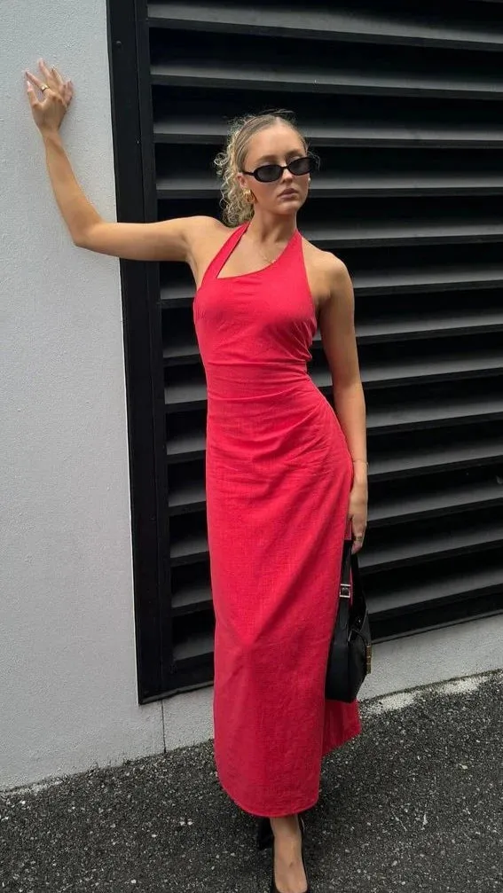 Elegant Halter Neck Backless Maxi Dress for Effortless Summer Glamour