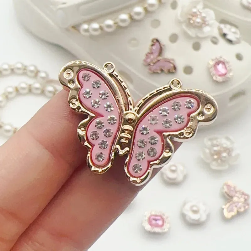 Elegant Vintage Pearl Chain & Flower Shoe Charms – Cute Jewelry for Shoes