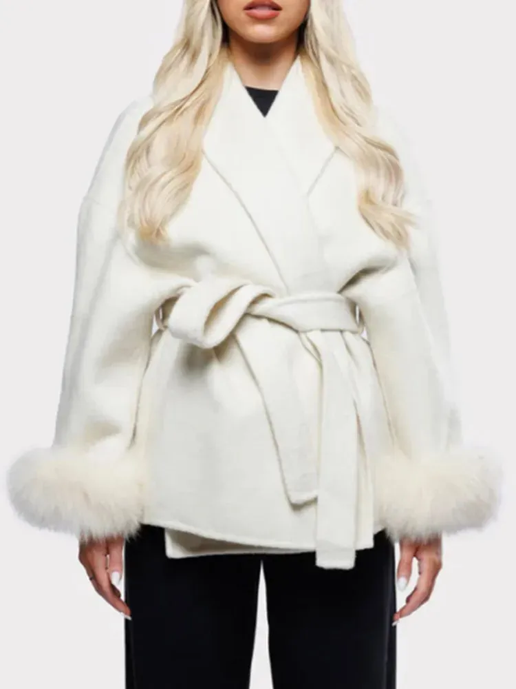 Faux Fur Trim Coat | Wool Blend | Elegant & Warm