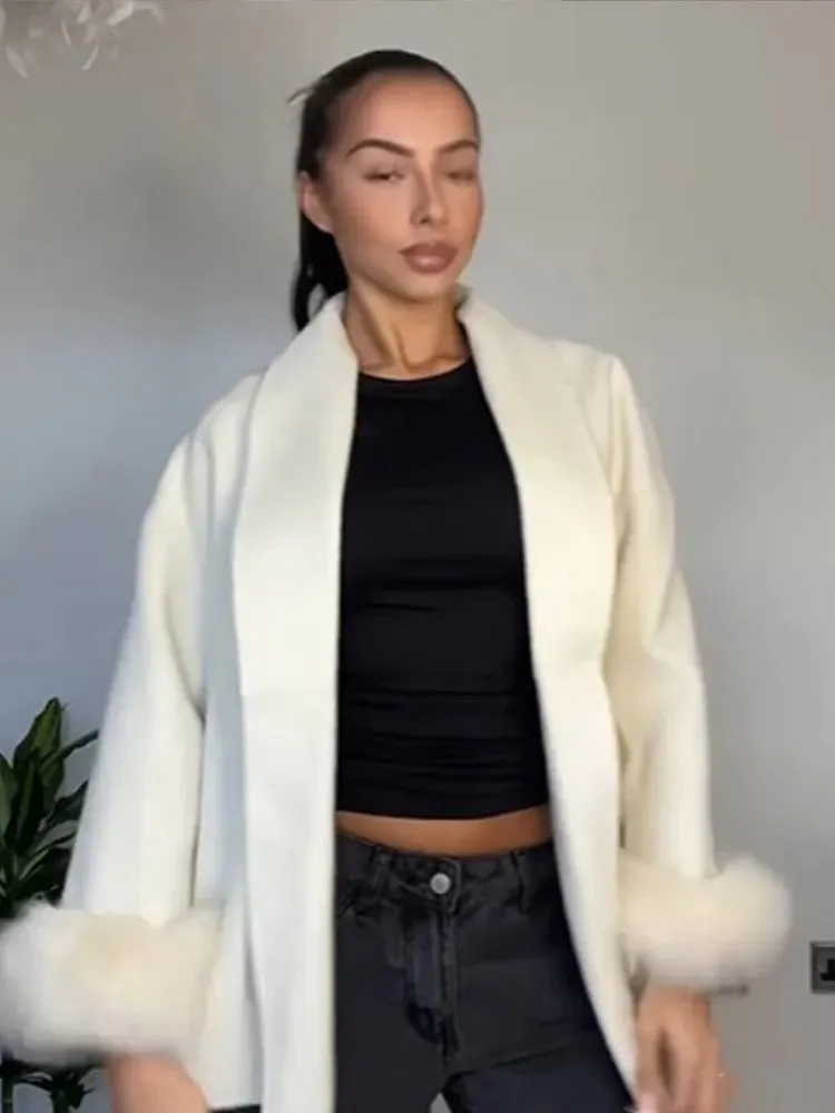 Faux Fur Trim Coat | Wool Blend | Elegant & Warm