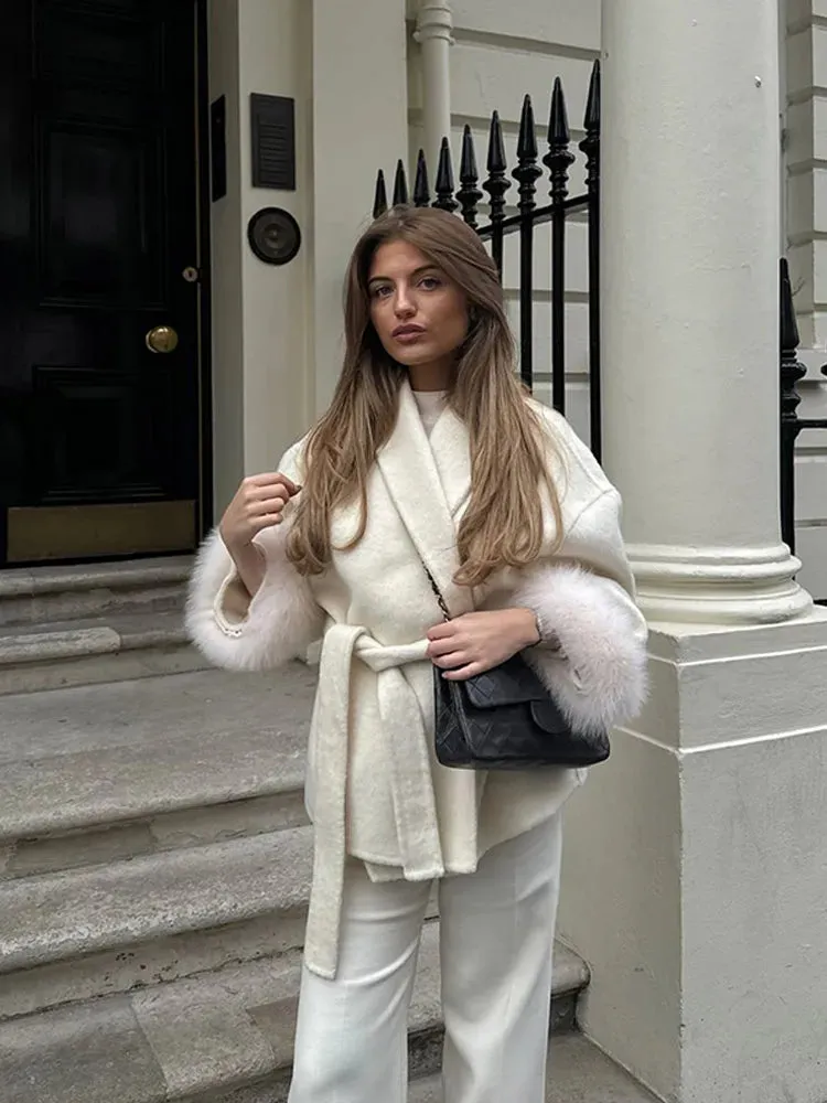 Faux Fur Trim Coat | Wool Blend | Elegant & Warm