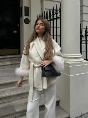 Faux Fur Trim Coat | Wool Blend | Elegant & Warm
