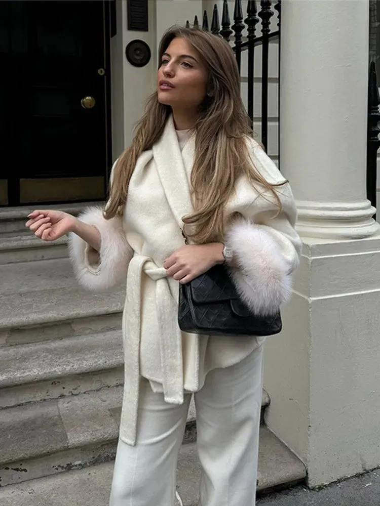 Faux Fur Trim Coat | Wool Blend | Elegant & Warm
