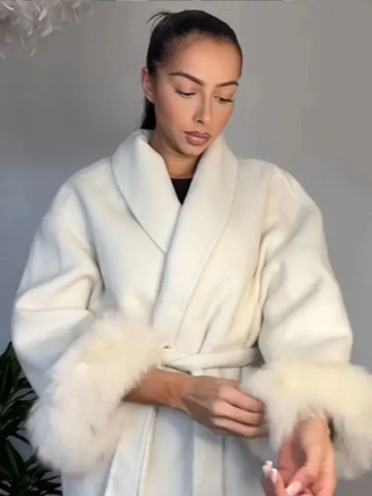 Faux Fur Trim Coat | Wool Blend | Elegant & Warm