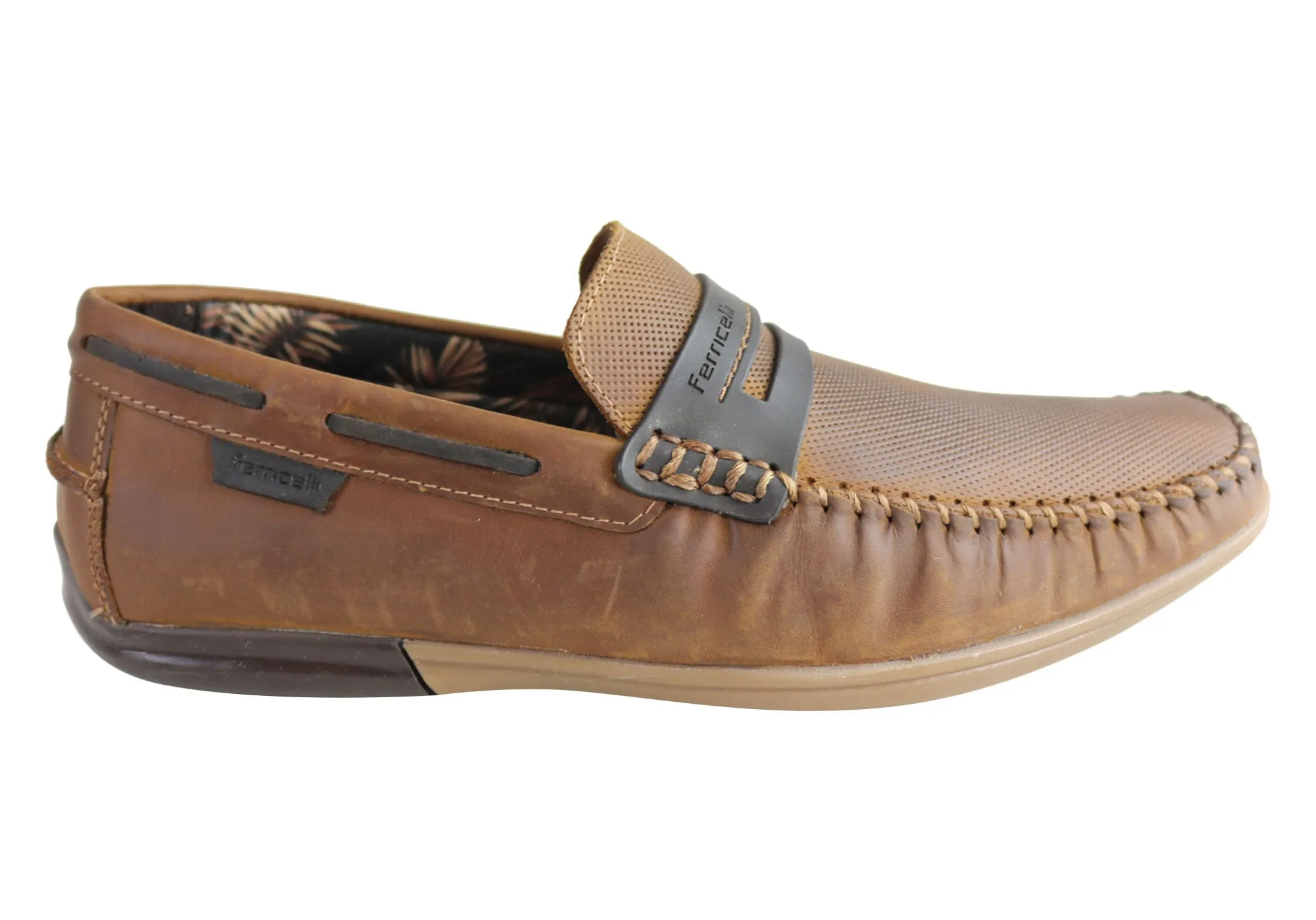 Ferricelli Mitchell Mens Leather Casual Loafer Shoes Made In Brazil
