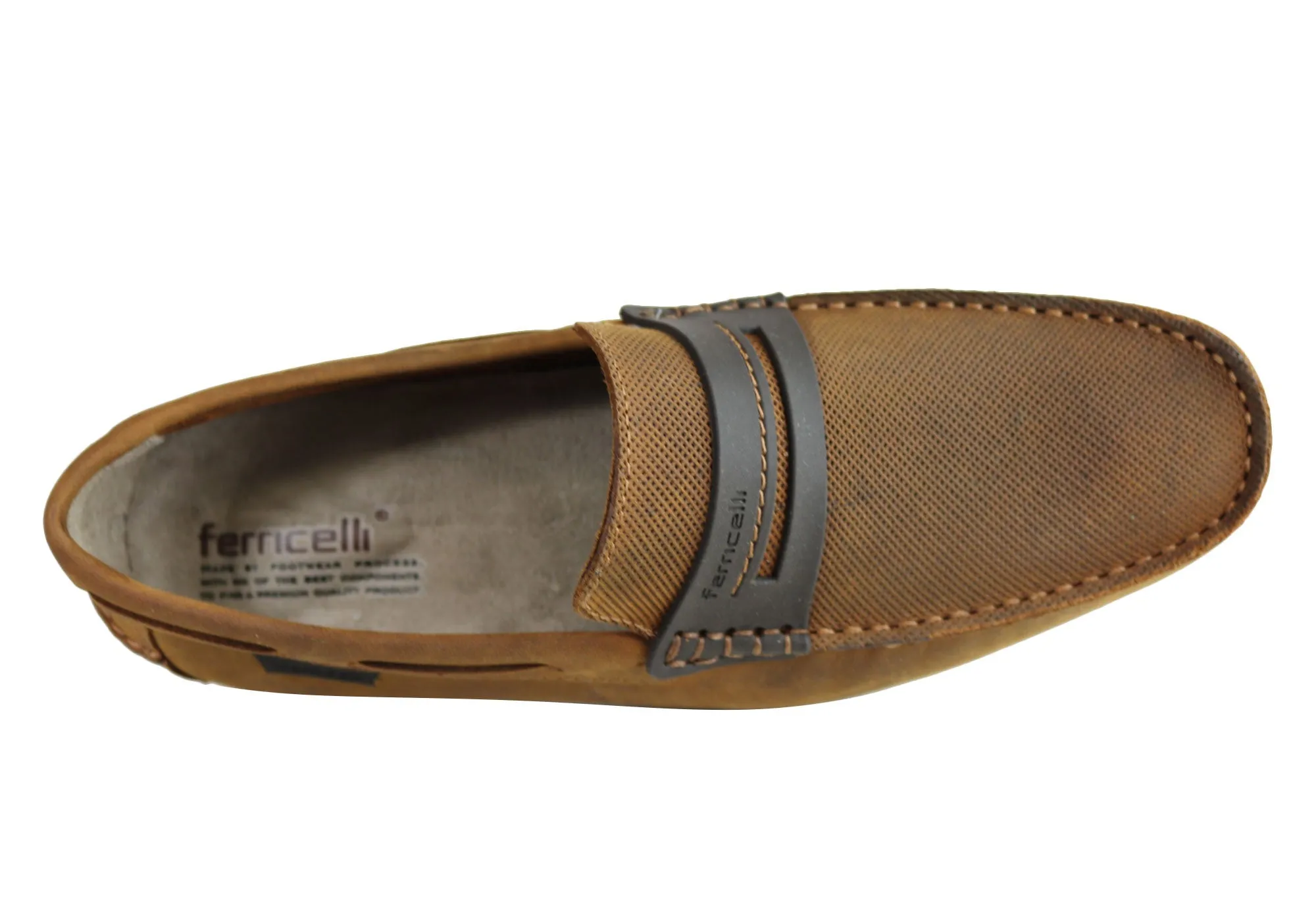 Ferricelli Mitchell Mens Leather Casual Loafer Shoes Made In Brazil