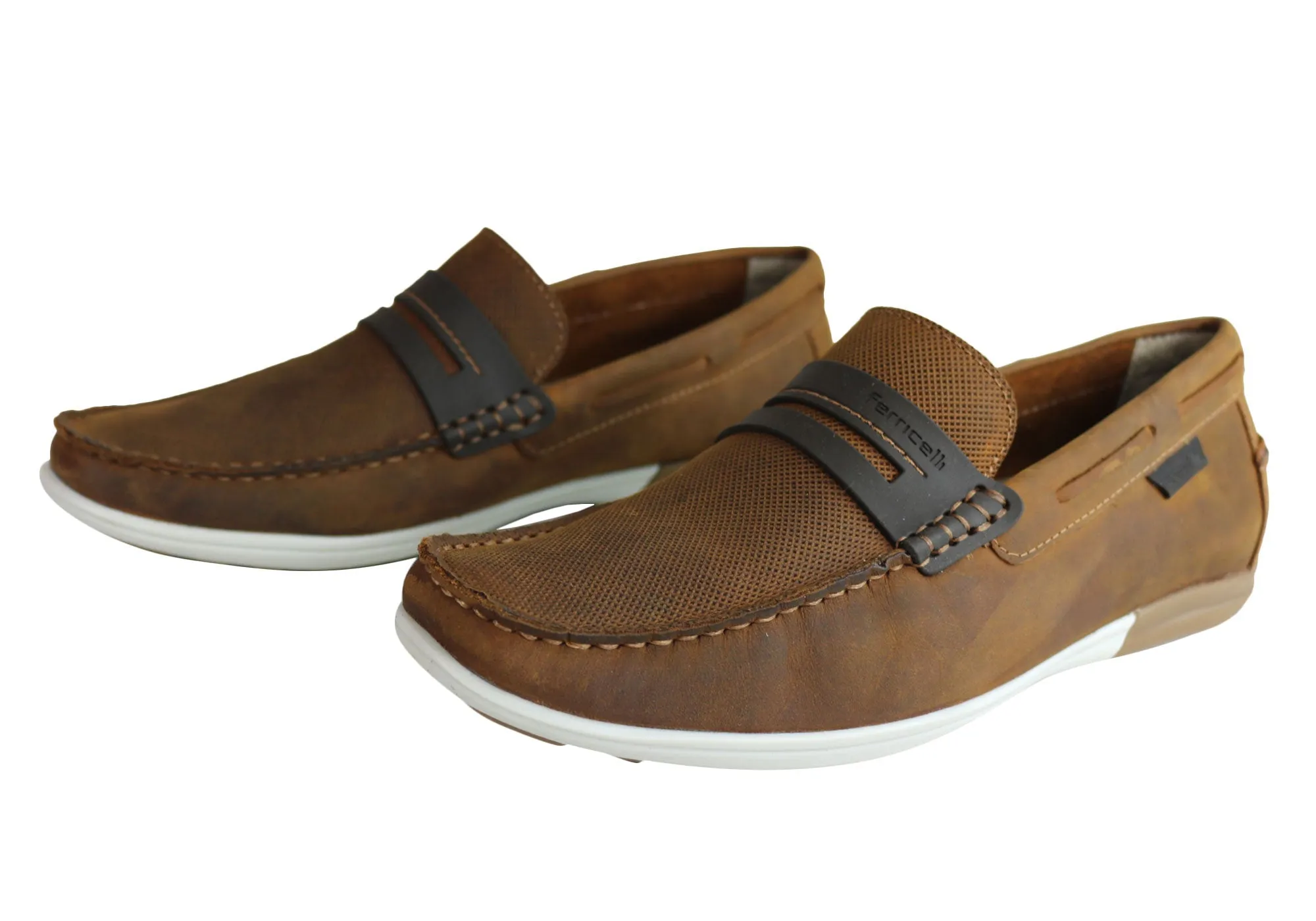Ferricelli Mitchell Mens Leather Casual Loafer Shoes Made In Brazil