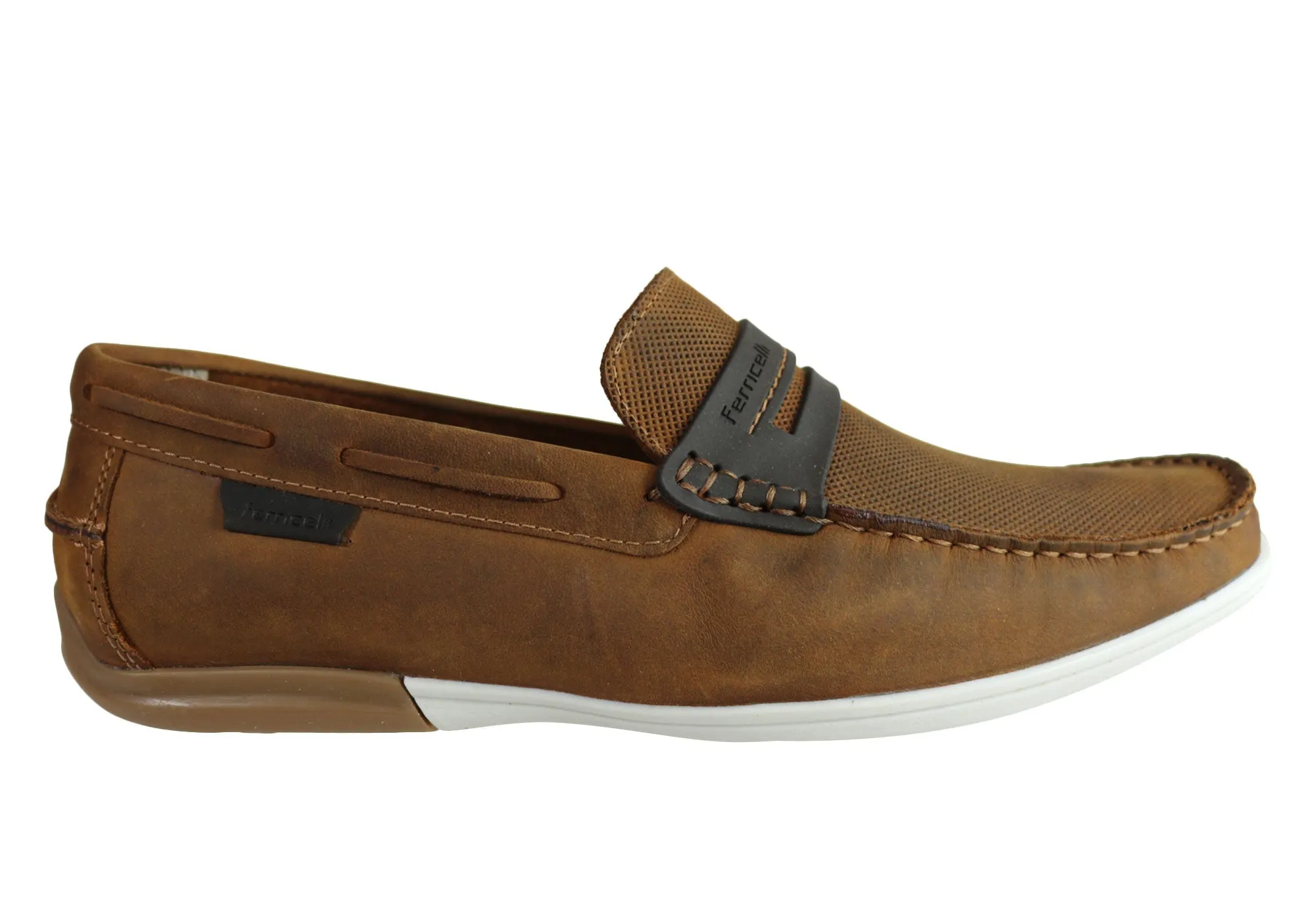 Ferricelli Mitchell Mens Leather Casual Loafer Shoes Made In Brazil