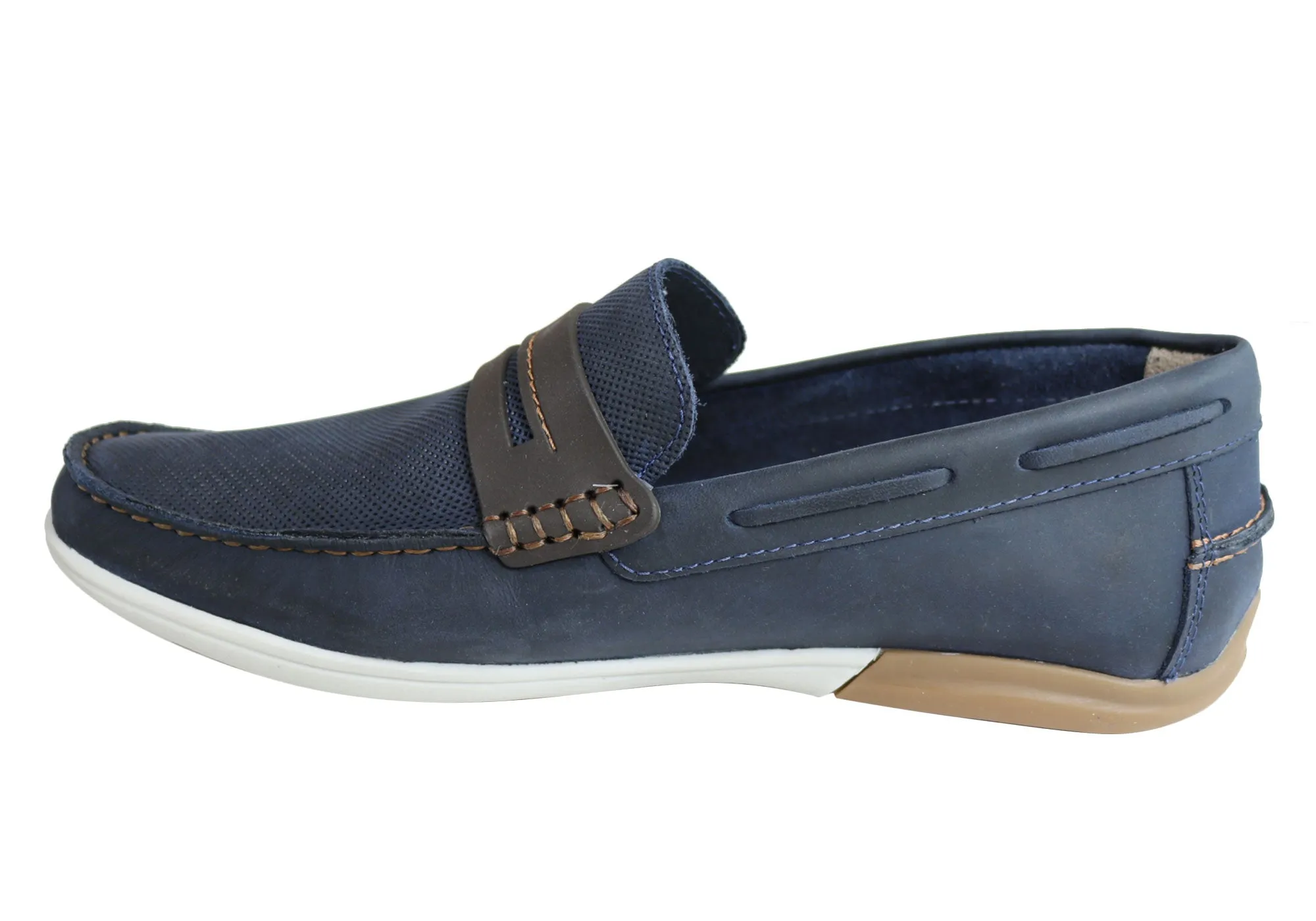 Ferricelli Mitchell Mens Leather Casual Loafer Shoes Made In Brazil