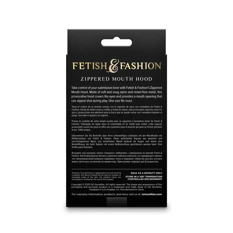 Fetish & Fashion - Zippered Mouth Hood -