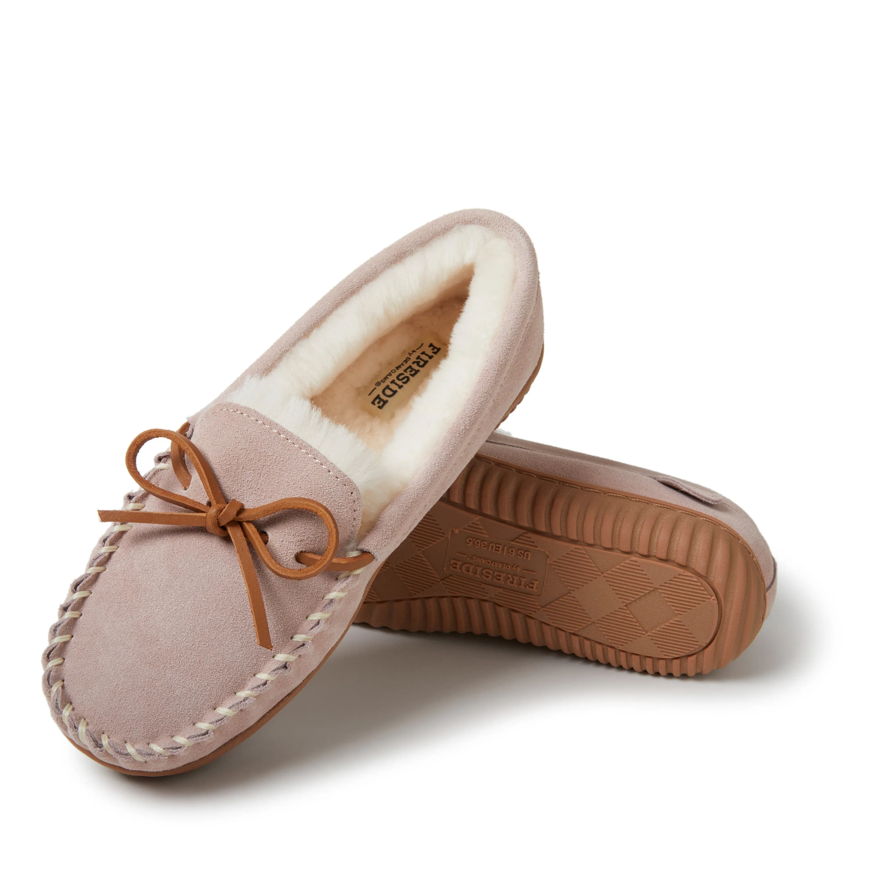 Fireside by Dearfoams Women's Alice Springs Genuine Shearling Moccasin Slipper