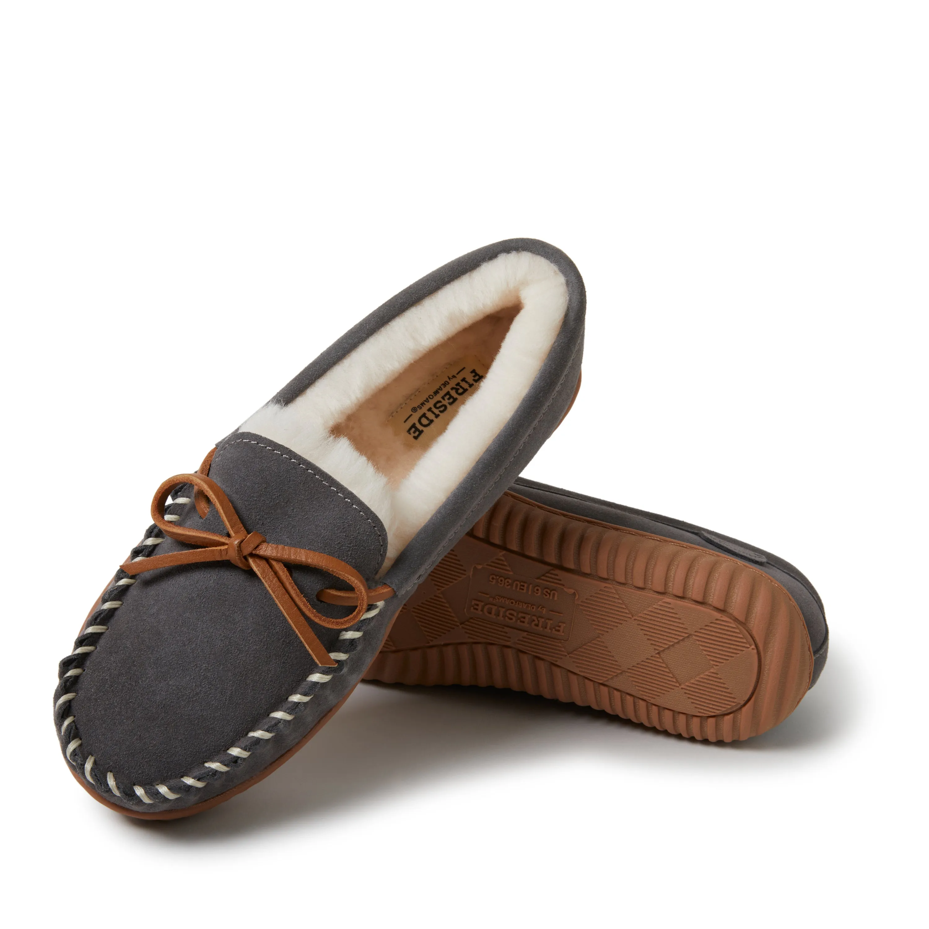 Fireside by Dearfoams Women's Alice Springs Genuine Shearling Moccasin Slipper