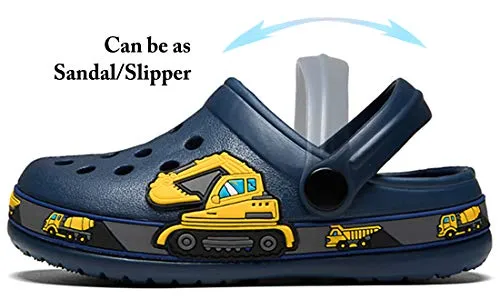 FolHaoth Little Kids Cartoon Garden Clogs, Deepblue