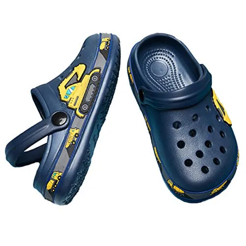FolHaoth Little Kids Cartoon Garden Clogs, Deepblue