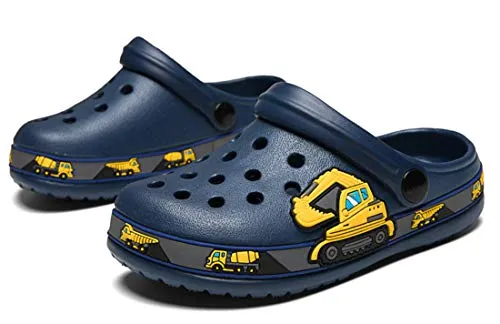 FolHaoth Little Kids Cartoon Garden Clogs, Deepblue