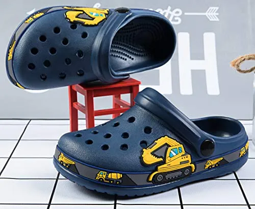 FolHaoth Little Kids Cartoon Garden Clogs, Deepblue