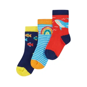Frugi 3 Pack Infant Socks Lm2na Rainbow Sea