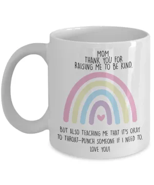 Funny Mother's Day Present Gift for Badass Mom Appreciation To My Mom Throat Punch Mug Coffee Cup for Military Mom