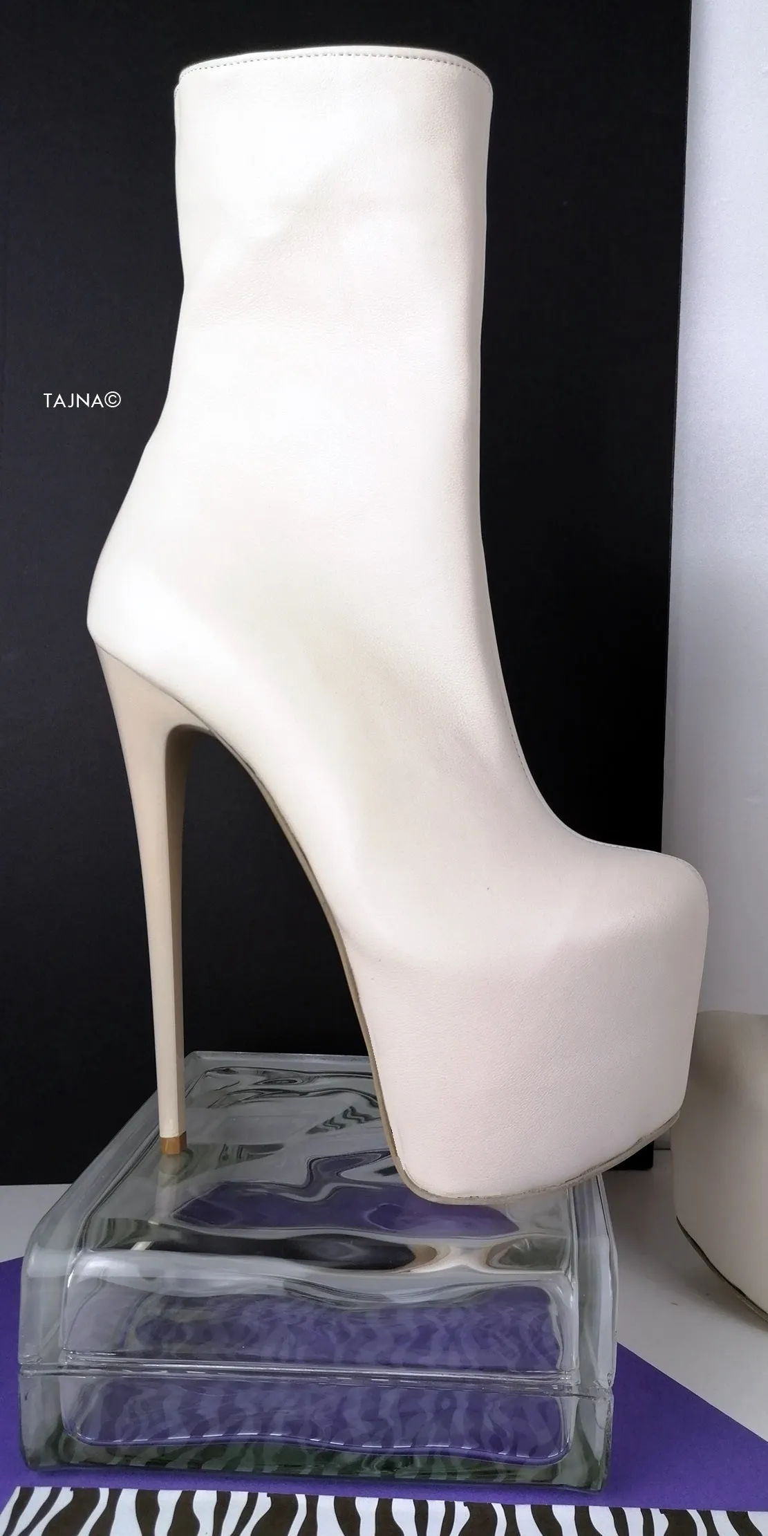 Genuine Leather Soft Cream Ankle Boots