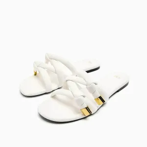 Gold Embellished Braided Slider Slippers