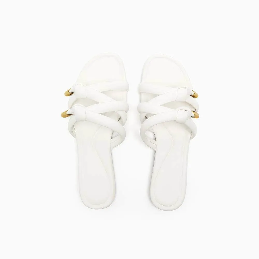Gold Embellished Braided Slider Slippers