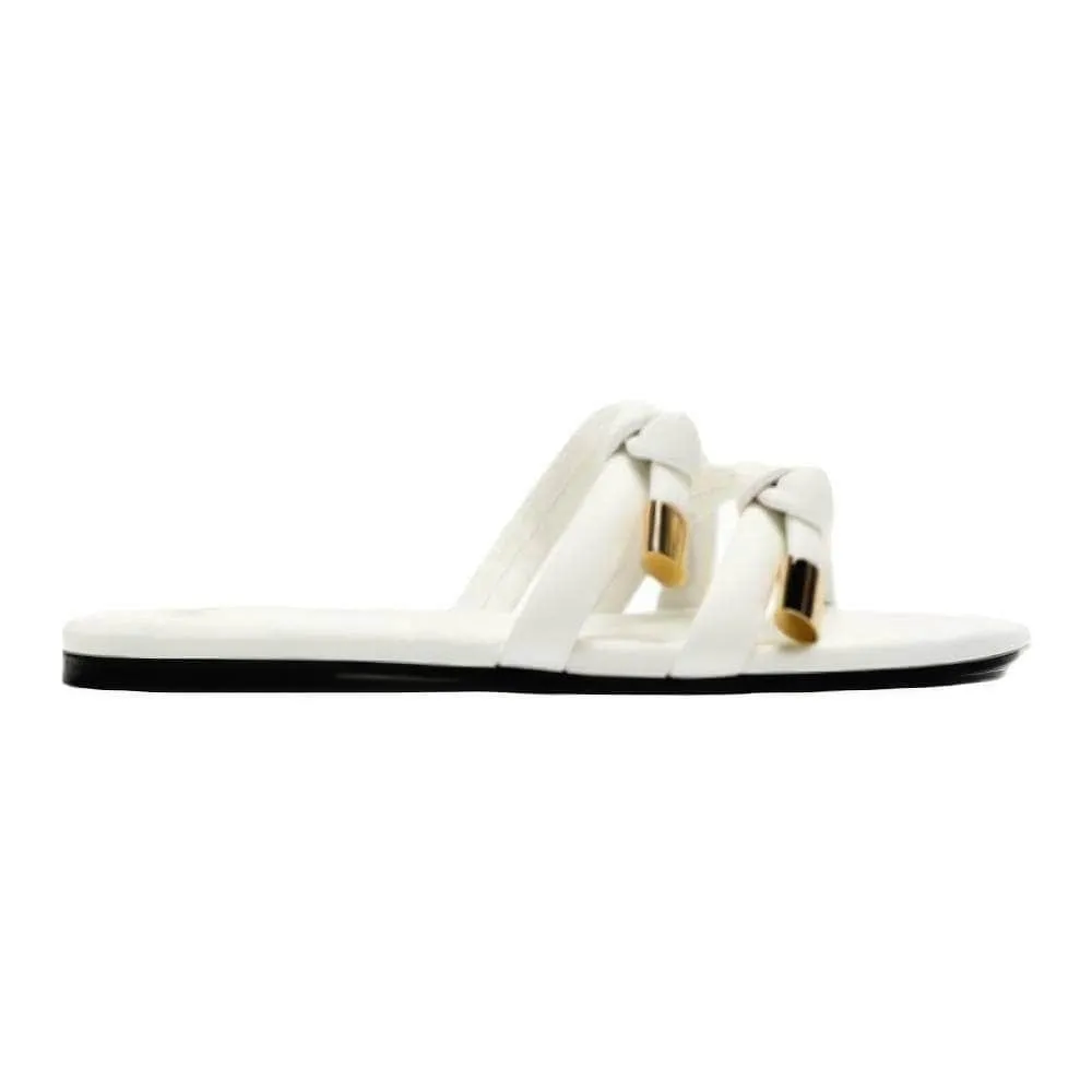 Gold Embellished Braided Slider Slippers