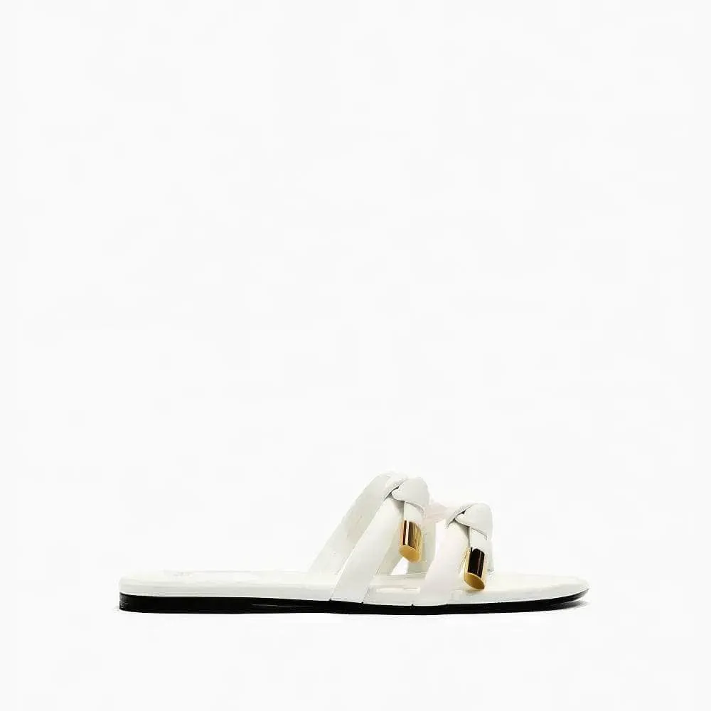 Gold Embellished Braided Slider Slippers