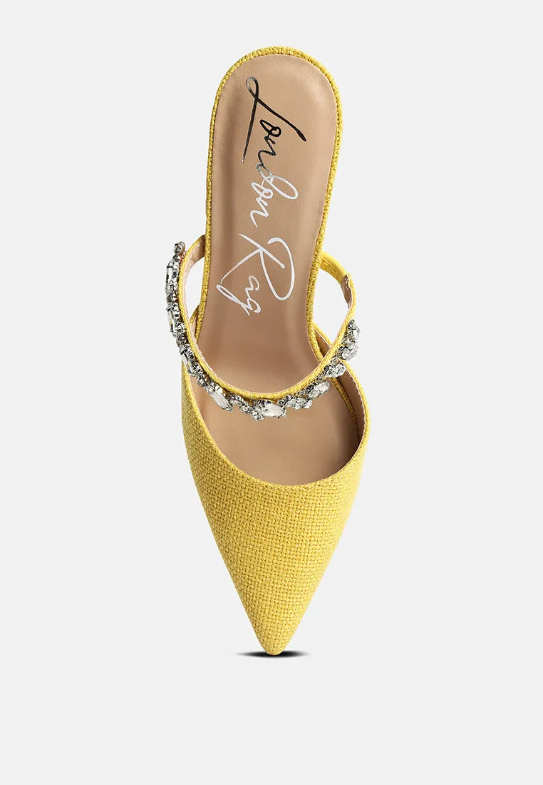Greta Diamante Embellished Kitten Heel Mules By Ruw