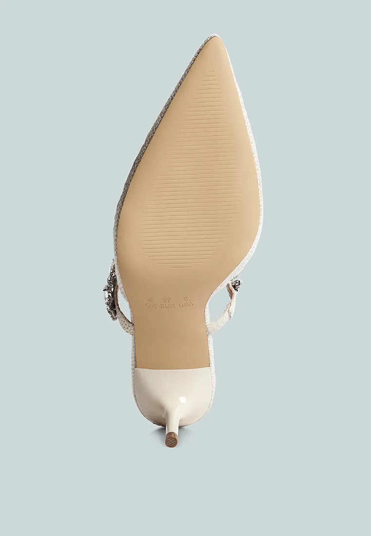 Greta Diamante Embellished Kitten Heel Mules By Ruw