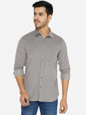 Grey Solid Slim Fit Semi Casual Shirt | JadeBlue