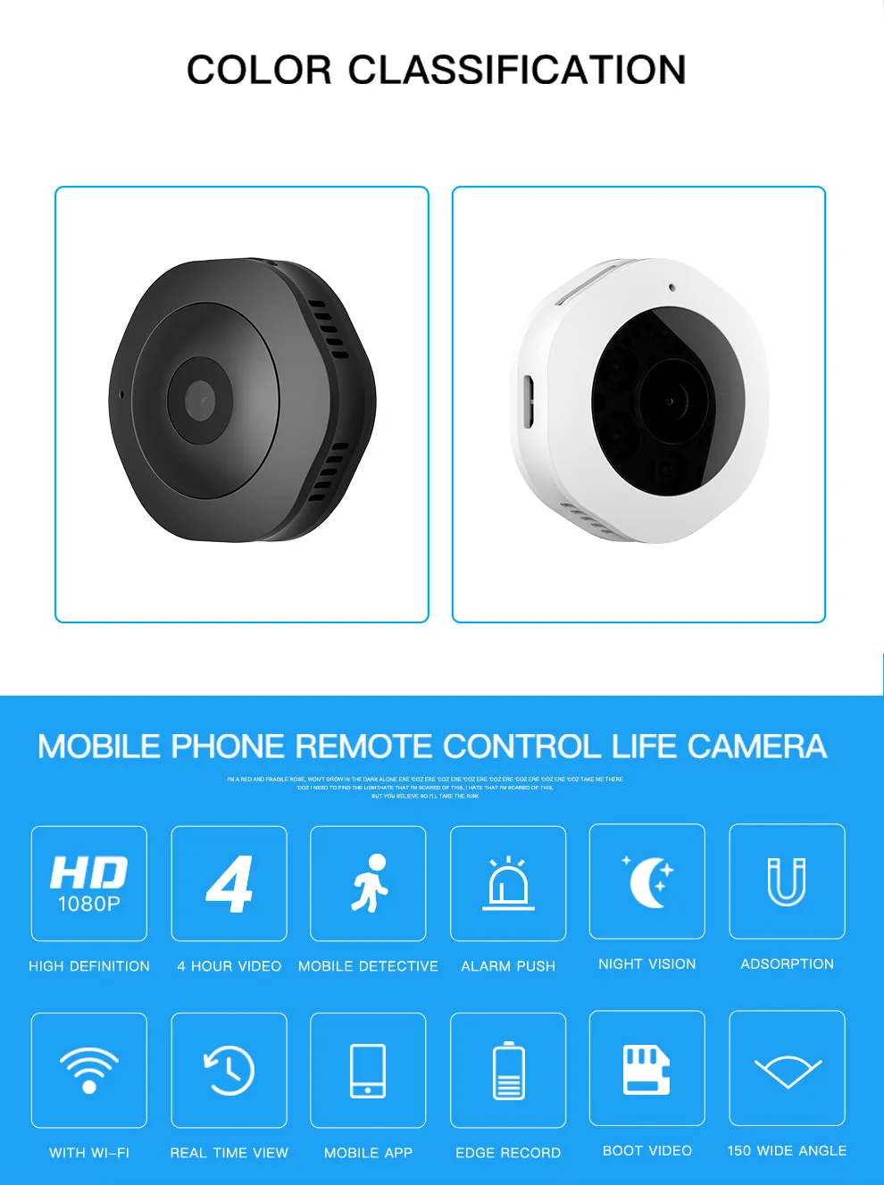 H6 DV Micro Camera Night Version Mini Action Camera with Motion Sensor Camcorder Voice Video Recorder Black