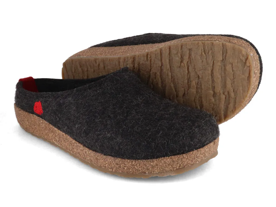 HAFLINGER Men Women Felt Clogs 'Grizzly Origin', graphite