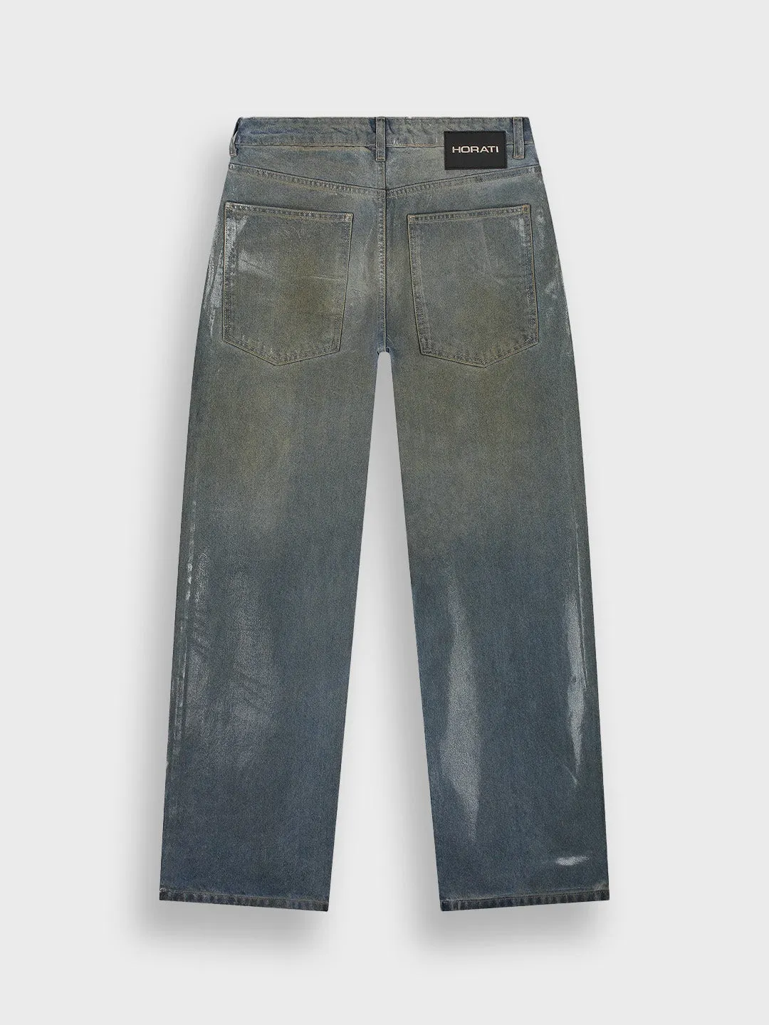 Horati Wax Coated Jeans | Stained Blue