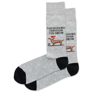 HOTSOX Men's Dachshund Through The Snow Crew Socks